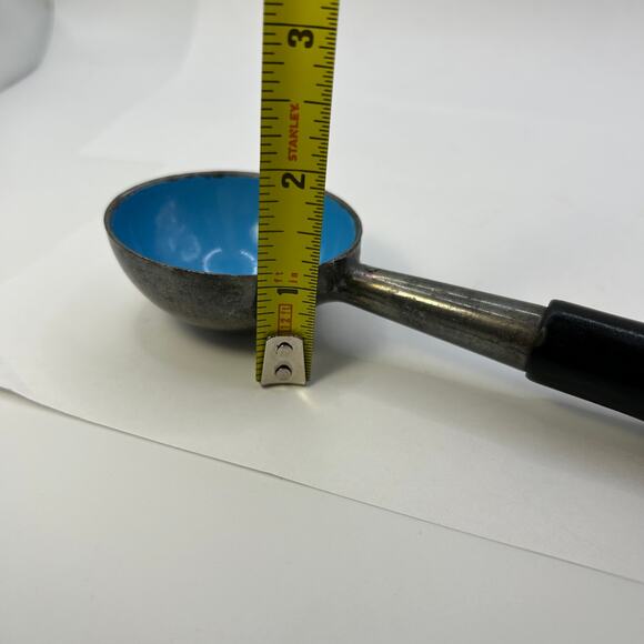 Vintage Blue Enamel Ice Cream Scoop Marked "ADAN" Black Handle 8" - Picture 4 of 14